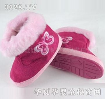 桃红色婴儿保暖学步靴