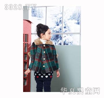 蚯蚓物童装品牌蓝色调呢子外套