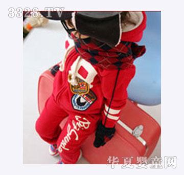 酷米3D童装红色运动套装