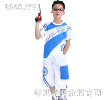 跳跳小熊蓝色条纹男童装