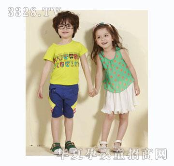 芽芽逗丁新款男童女童套装