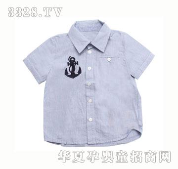 跳格男童立领短袖衬衫