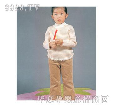 派特可可米色条纹女童上衣