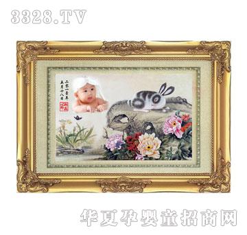 天禧兔临新境胎毛绣
