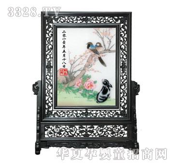 天禧兔鹊嬉戏胎毛绣