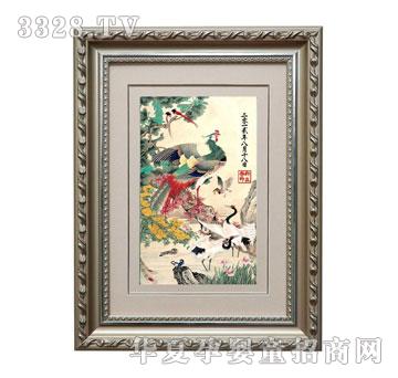 天禧凤立群鹤胎毛绣