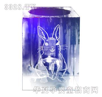 好宝贝水晶笔筒兔立体手足印