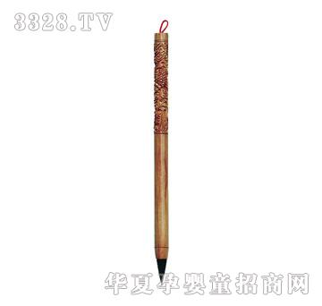 华瑞平头桃木立雕龙胎毛笔