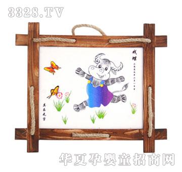 冠雅富盛宏戏蝶胎毛画