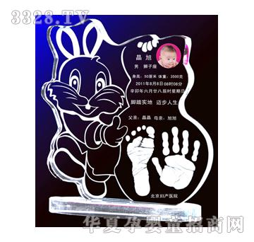 金鼎兔福临门水晶手足印