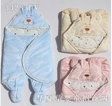 网宝婴儿用品超柔卡通连脚抱毯