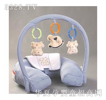 宜贝儿蓝白格靠枕