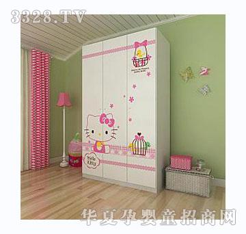酷漫居HelloKitty致爱丽丝儿童三门衣柜