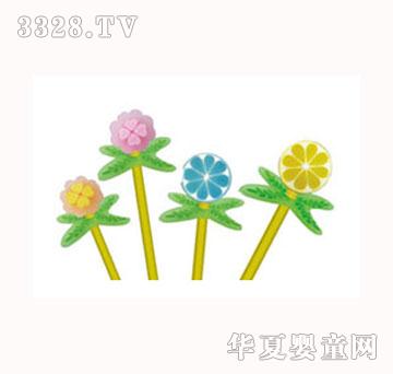双叶花朵笔帽橡皮擦