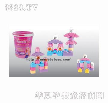 易腾45pcs芭比大桶积木