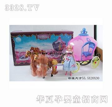 易腾双马拉钻石车配芭比公仔