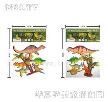 远盛环保软胶恐龙5大恐龙一树2款混装YAN0294