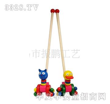 童乐城9884六款动物推车木制玩具