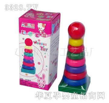 童乐城9944七色套塔木制玩具
