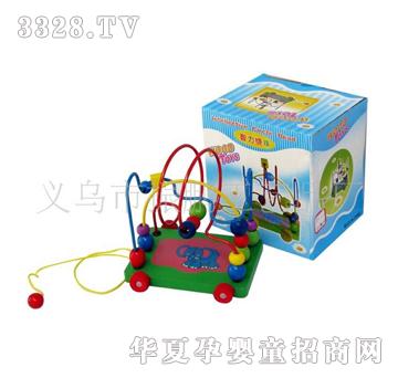 童乐城9979大象拖车绕珠木制玩具