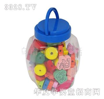 童乐城70颗大桶串珠木制玩具