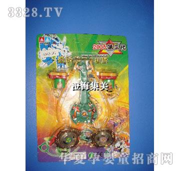 集美2合2动物灯光铁脚锌合金陀螺带手把