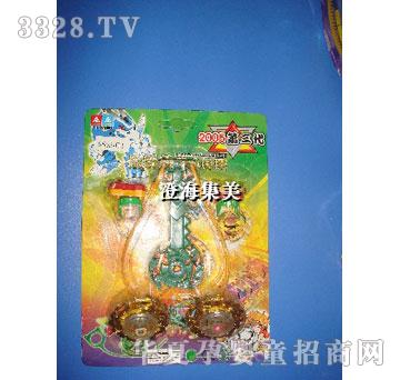 集美2合2双层灯光铁脚锌合金陀螺带手把