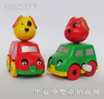 伊方上链发条载狗车玩具