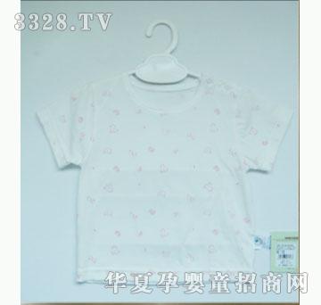 天使娃娃印花肩钮短袖衫1317