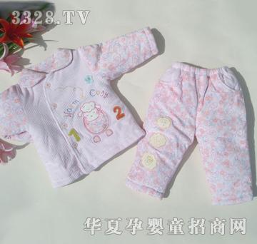 美因宝偏襟开胸套12-24-36粉色