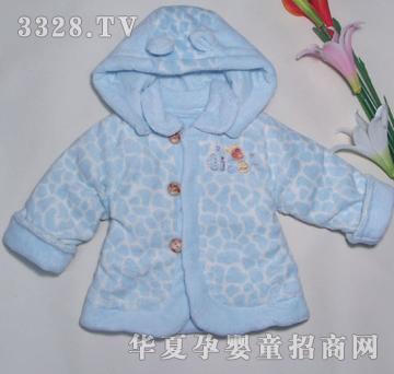 美因宝翻领前开展衫带帽12-24-36浅兰