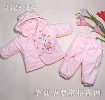 美因宝翻领侧开带帽套6-12-24浅红