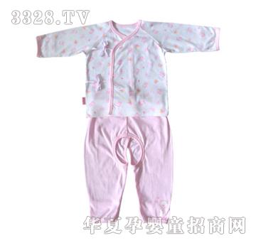 如意宝贝蜻蜓熊系带和服开裆套装