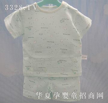 母婴坊M2256超柔单面印花肩钮短袖套