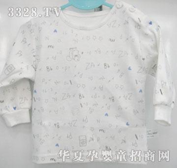 家婴坊40S超柔印花双面包边肩钮衫