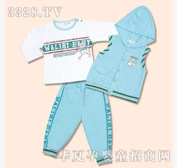 娃丽比鱼鳞布运动连帽三件套
