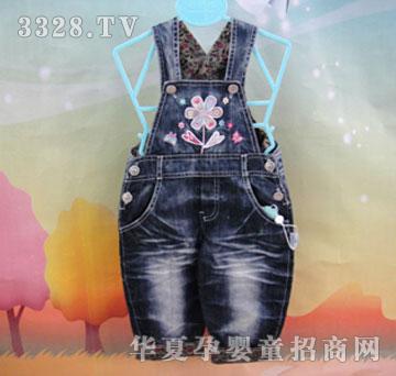 家婴坊绣花牛仔背带裤