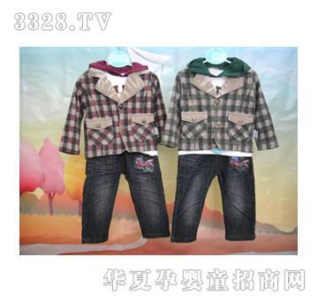 家婴坊格子西服三件套