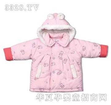 娃丽比匹绣女童双排扣可脱帽外衣