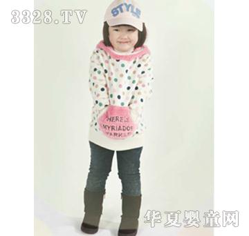 卡噜哩女童粉色斑毛衣