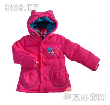 华翎婴童羽绒服浅红色