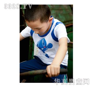 小橡皮童装男童短袖白色