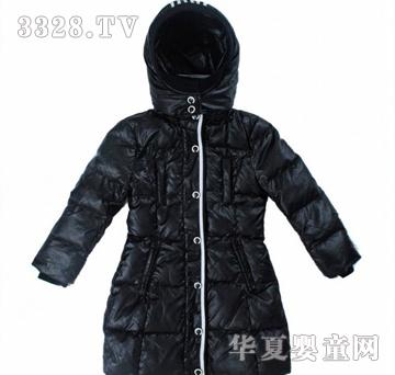天海童装luyookids黑色pu羽绒服