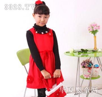 小风车红色女童背心裙