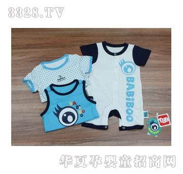 天宝BABiBOO兰色连体衣三件套装