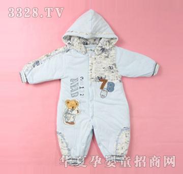 浅蓝色加厚哈衣爬服