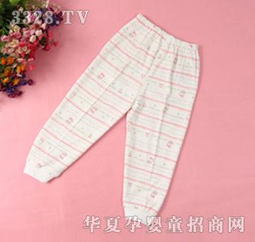 春秋粉色条纹宝宝秋裤