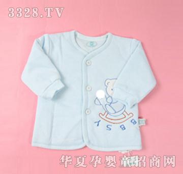 浅蓝色棉质桃领宝宝内衣