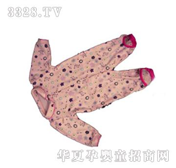 兴懿粉色碎花连脚爬衣