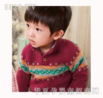 卡瑞安酒红中条毛衣